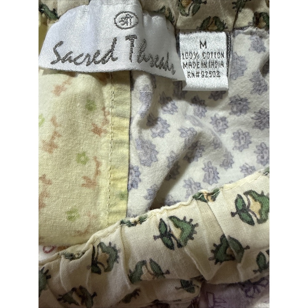 Sacred Threads M Multicolored Multiprint Pants Boho Festival Pockets DEFECT - Picture 5 of 6
